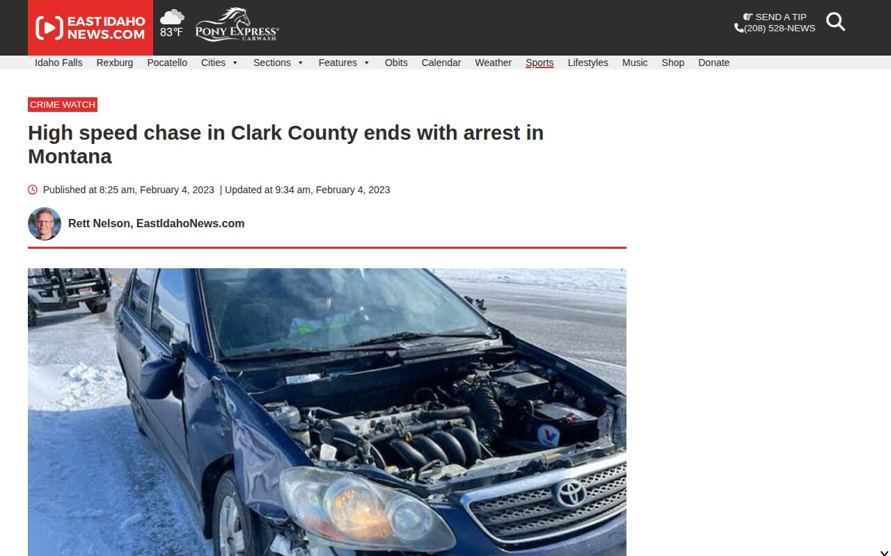 Clark County crime news reference, East Idaho News pursuit story interface